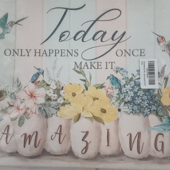 New canvas print jars flowers hummingbirds 12" x 16" - Picture 2 of 3